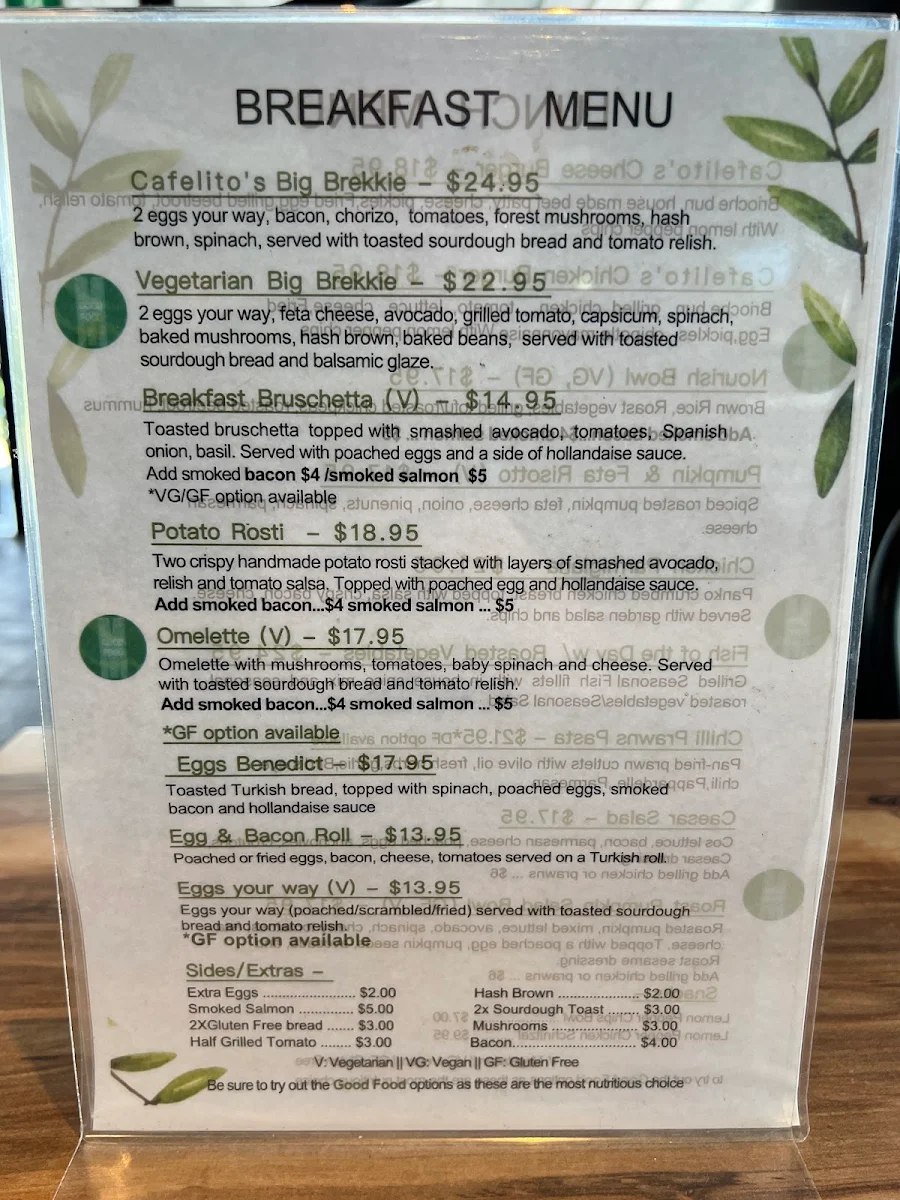 Menu, Cafelito Coffee Bar