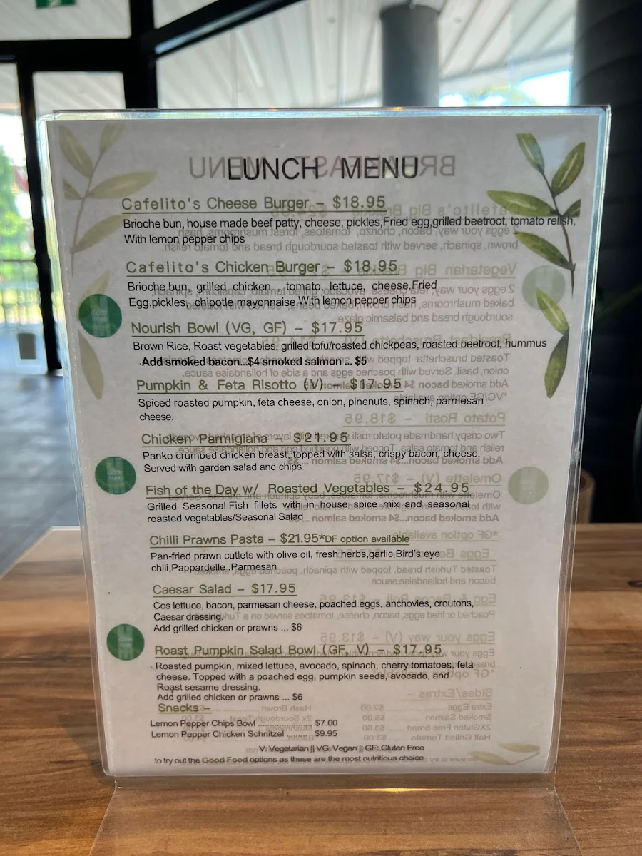 Menu, Cafelito Coffee Bar