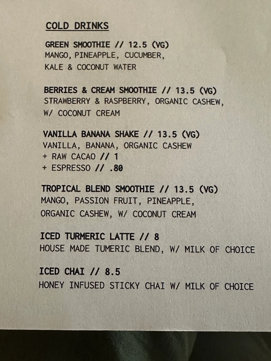 Menu, Felix For Goodness