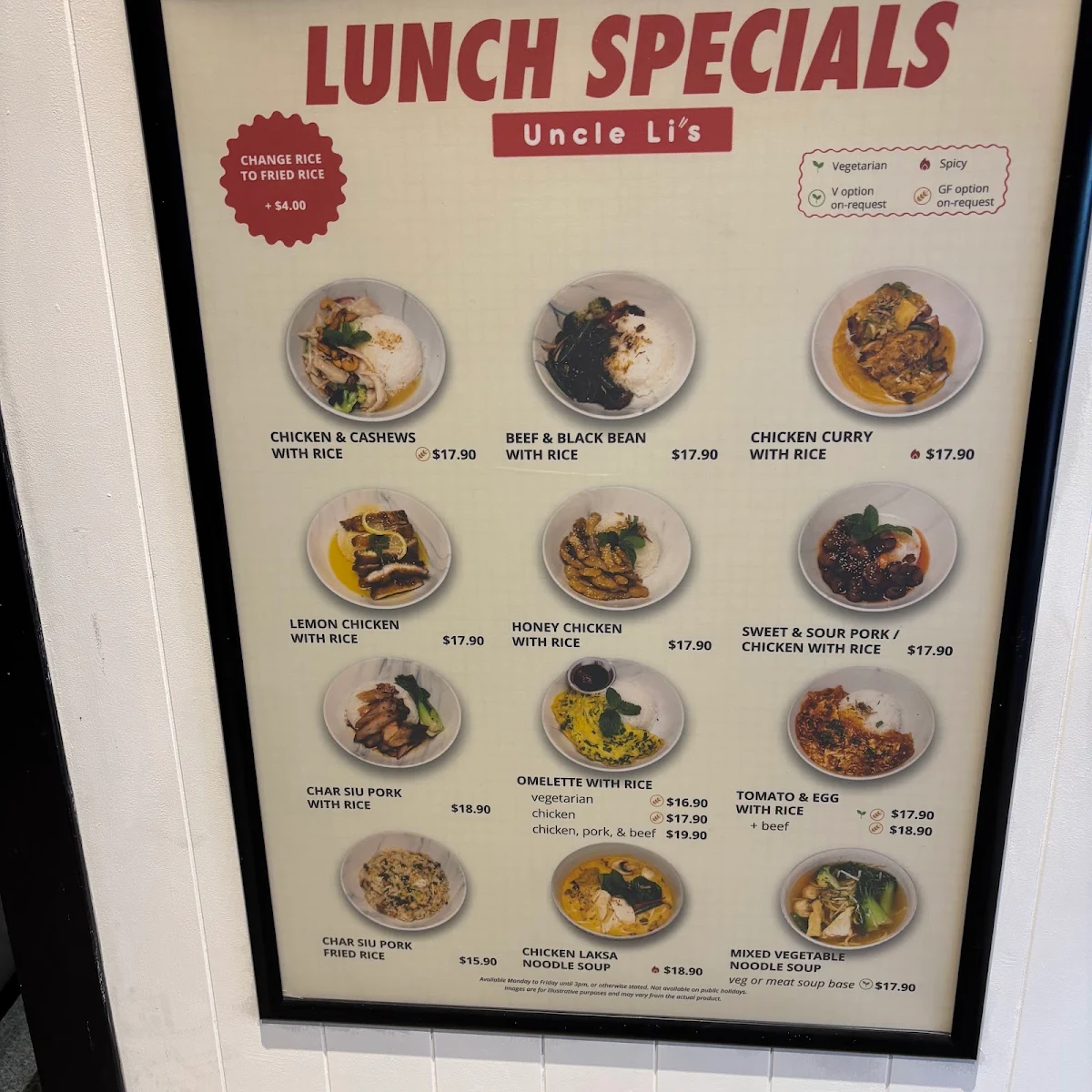 Menu, Uncle Li's