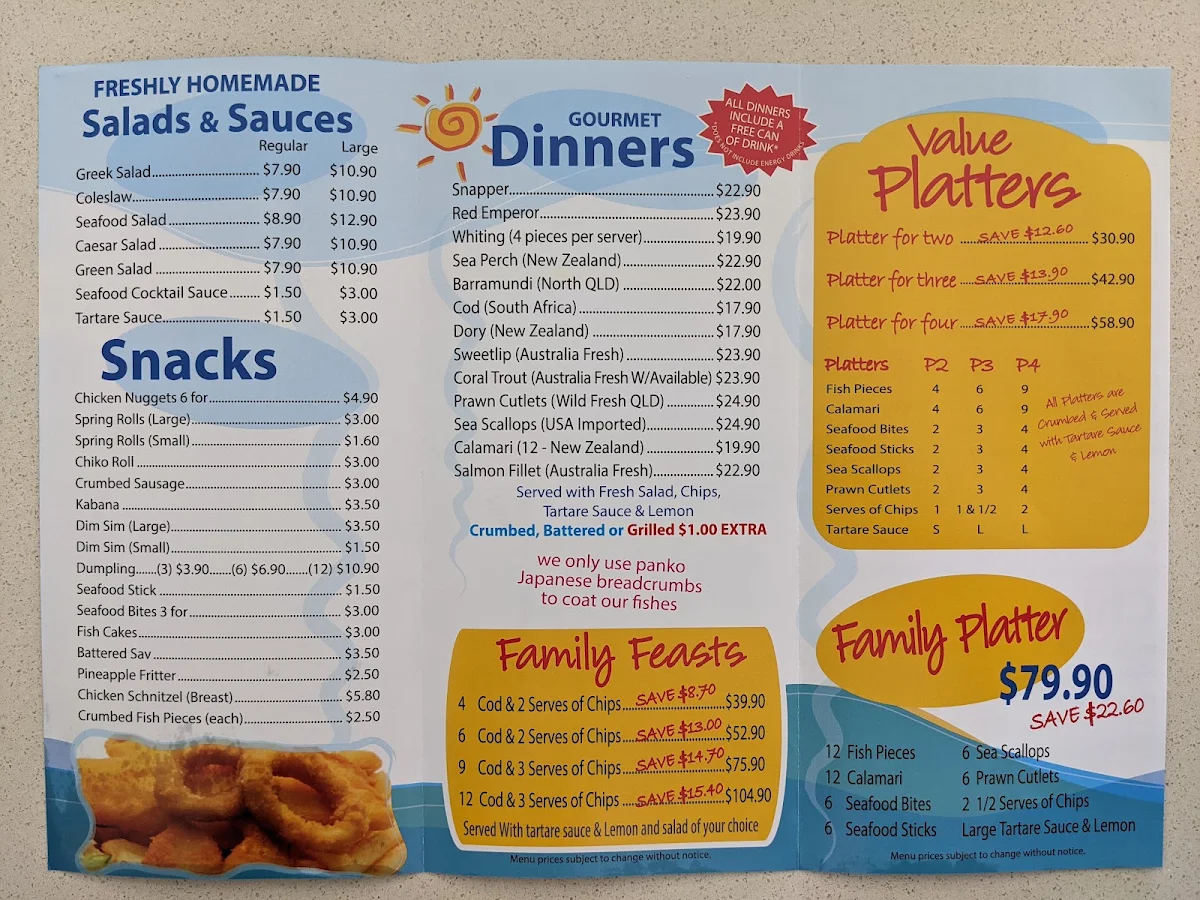 Menu, Fish Depot