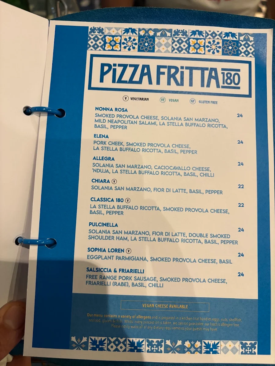 Menu, Via Napoli Pizzeria Surry Hills