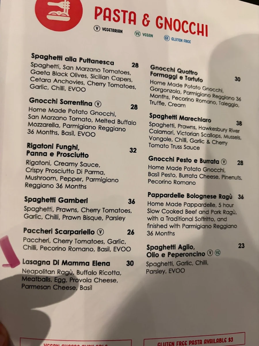 Menu, Via Napoli Pizzeria Surry Hills