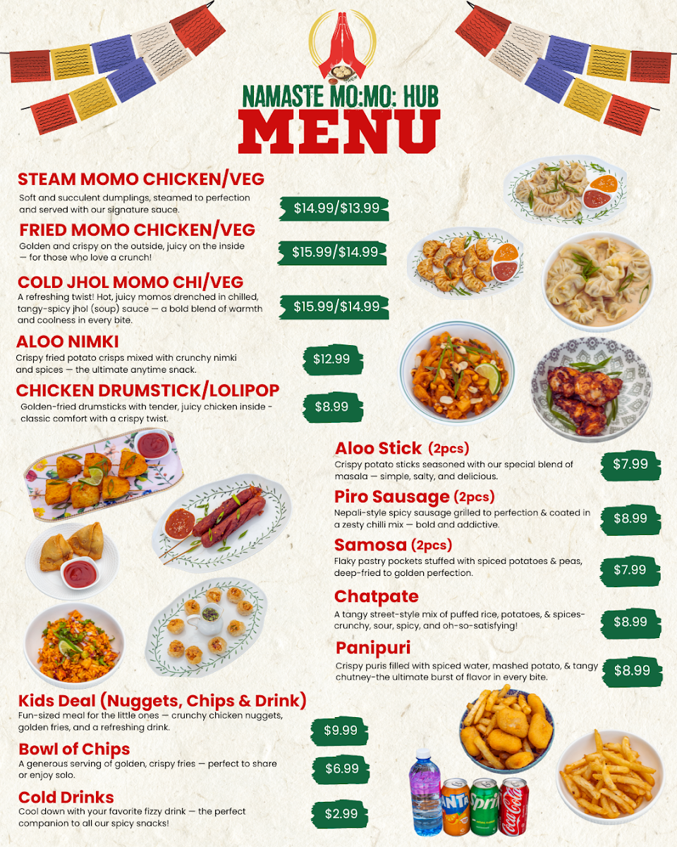 Menu, Namaste Mo:Mo:Hub