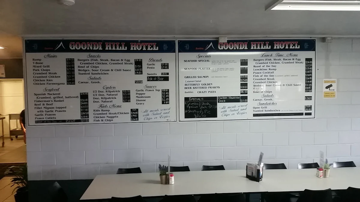 Menu, Goondi Hill Hotel