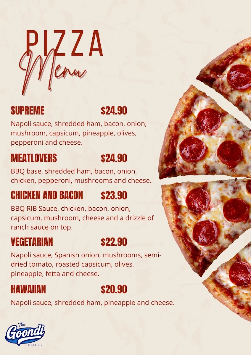 Menu, Goondi Hill Hotel