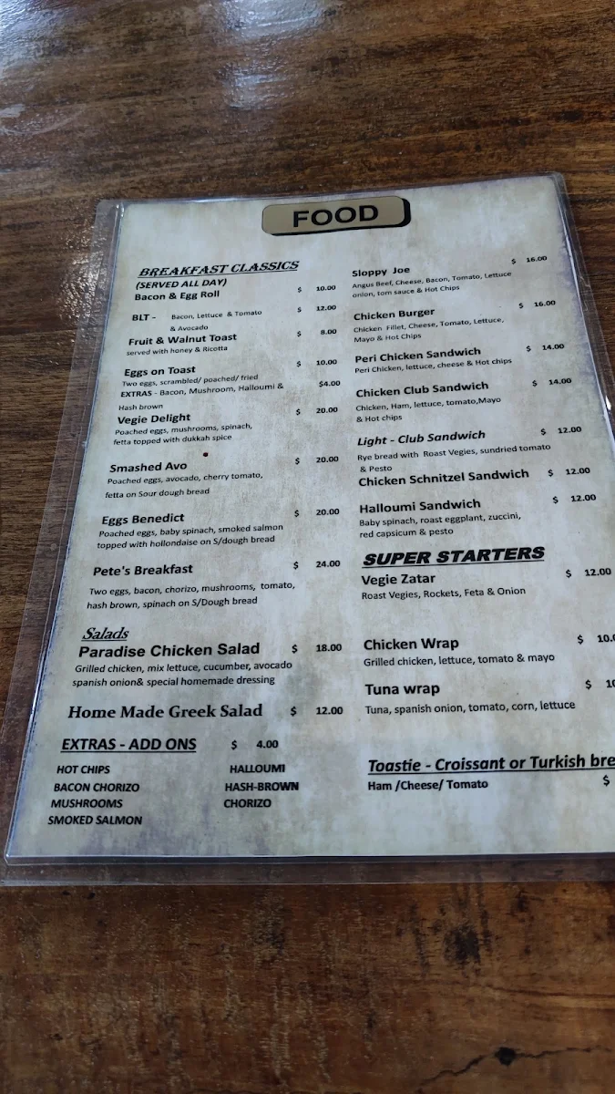 Menu, Pete's Artisan Bread and Cafe