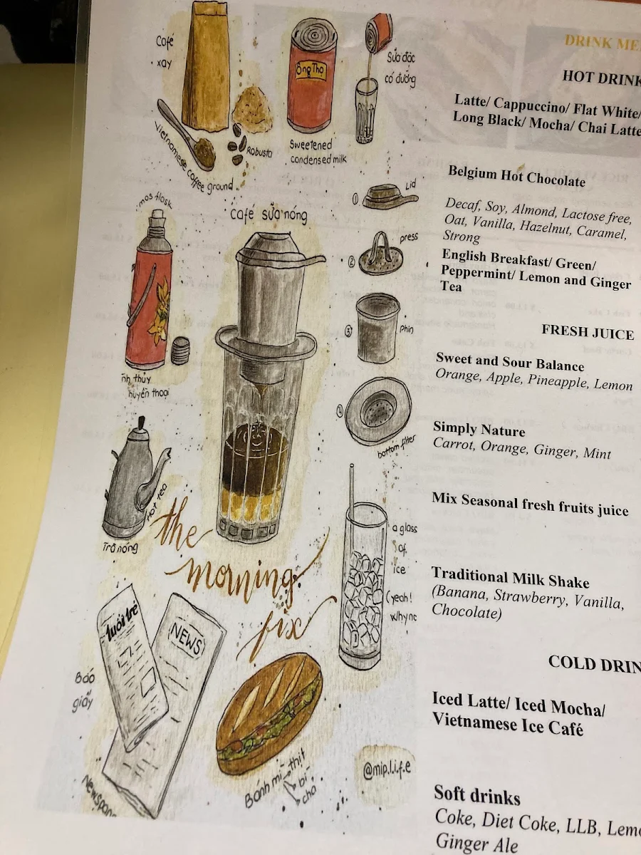 Menu, Sunrise Cafe
