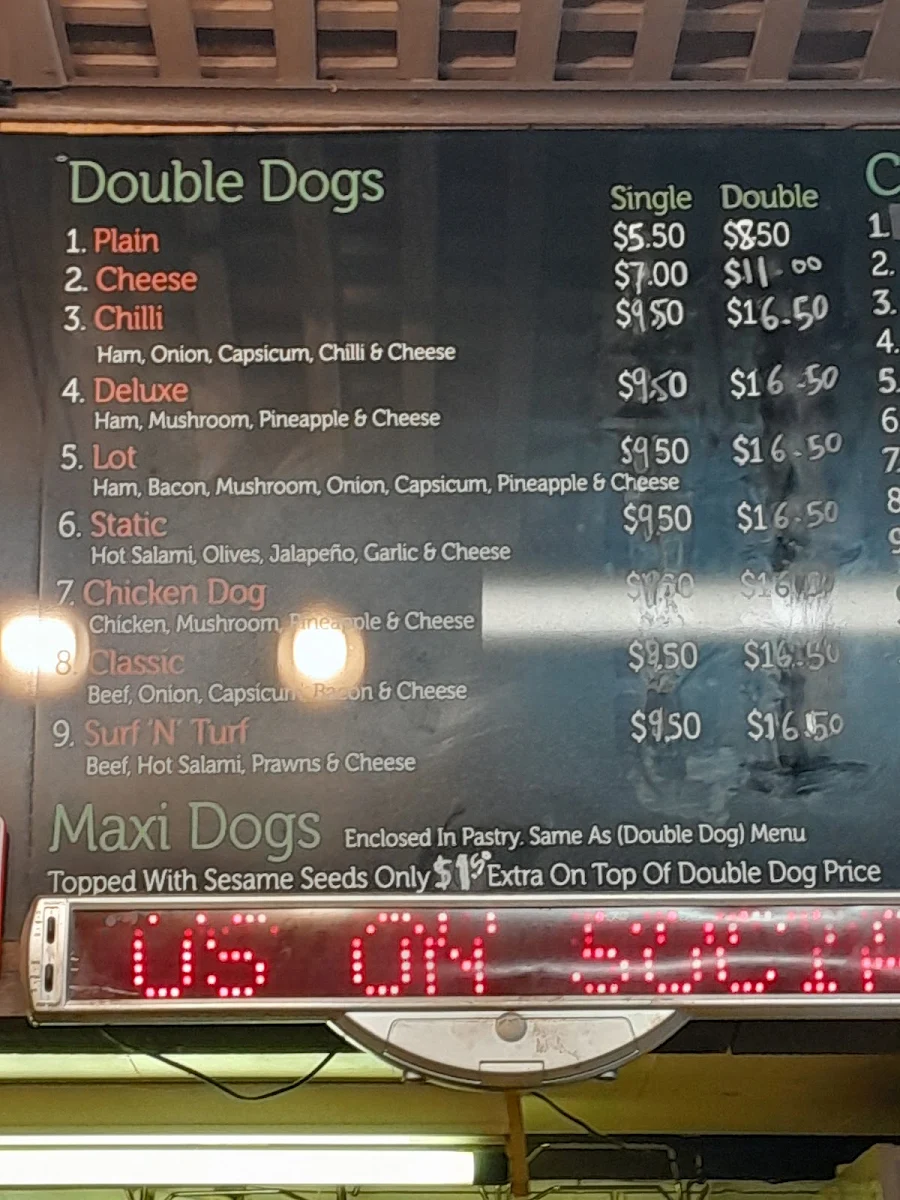Menu, Kokoz Pizza & Double Dogs