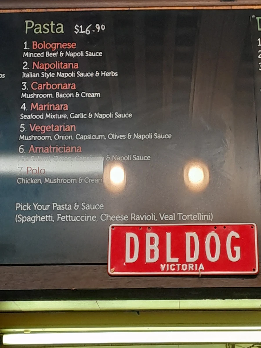 Menu, Kokoz Pizza & Double Dogs