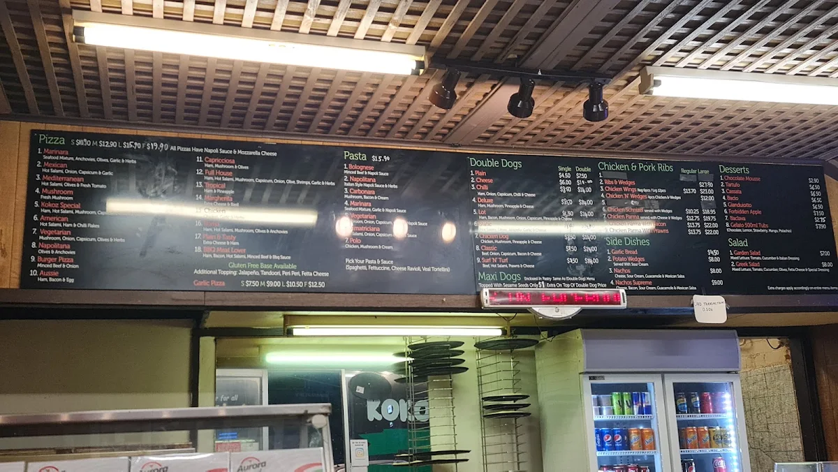 Menu, Kokoz Pizza & Double Dogs