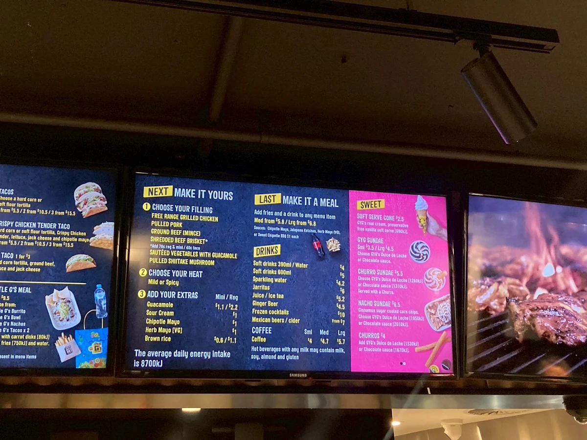 Menu, Guzman y Gomez - Kings Cross
