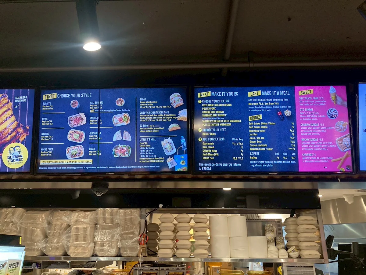 Menu, Guzman y Gomez - Kings Cross