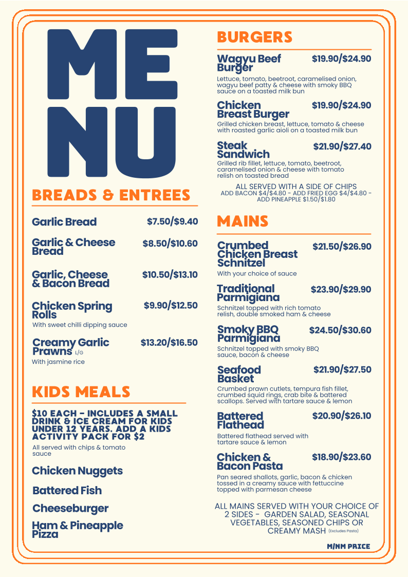 Menu, Falvey's Gowrie Road Hotel