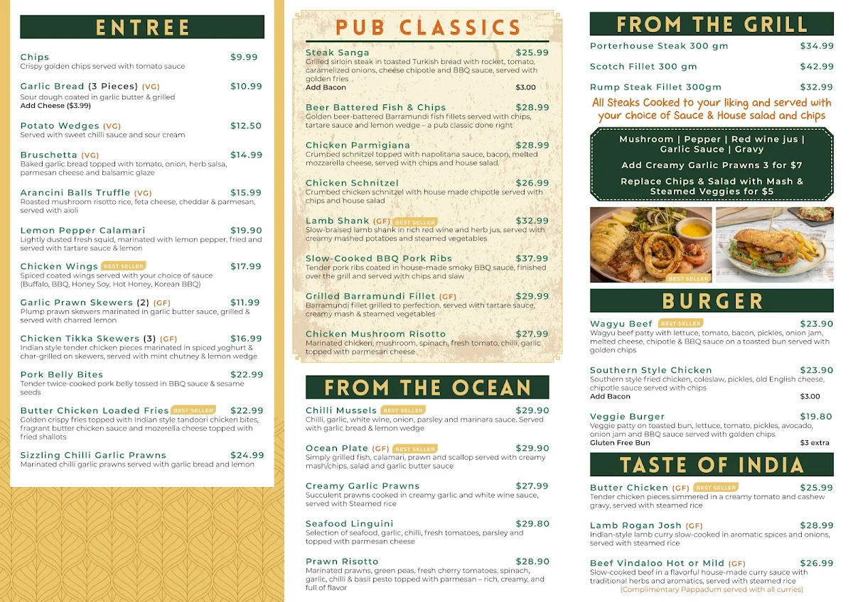 Menu, Midland Tavern Bar & Grill