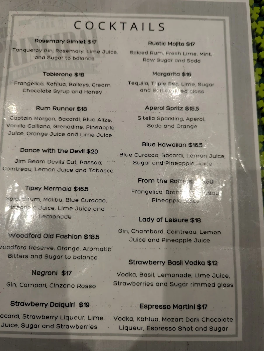 Menu, Midland Tavern Bar & Grill