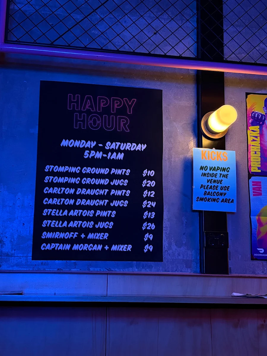 Menu, Kicks