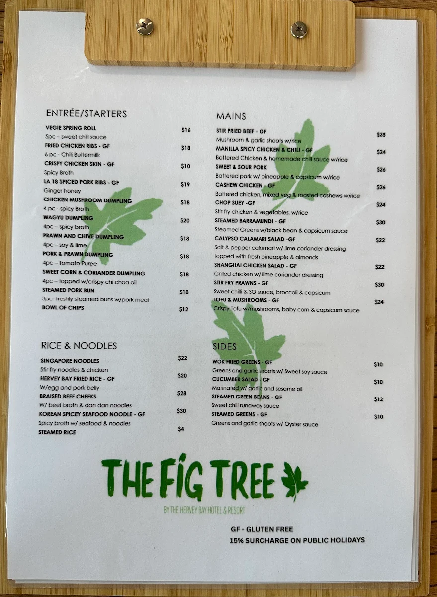 Menu, The Fig Tree