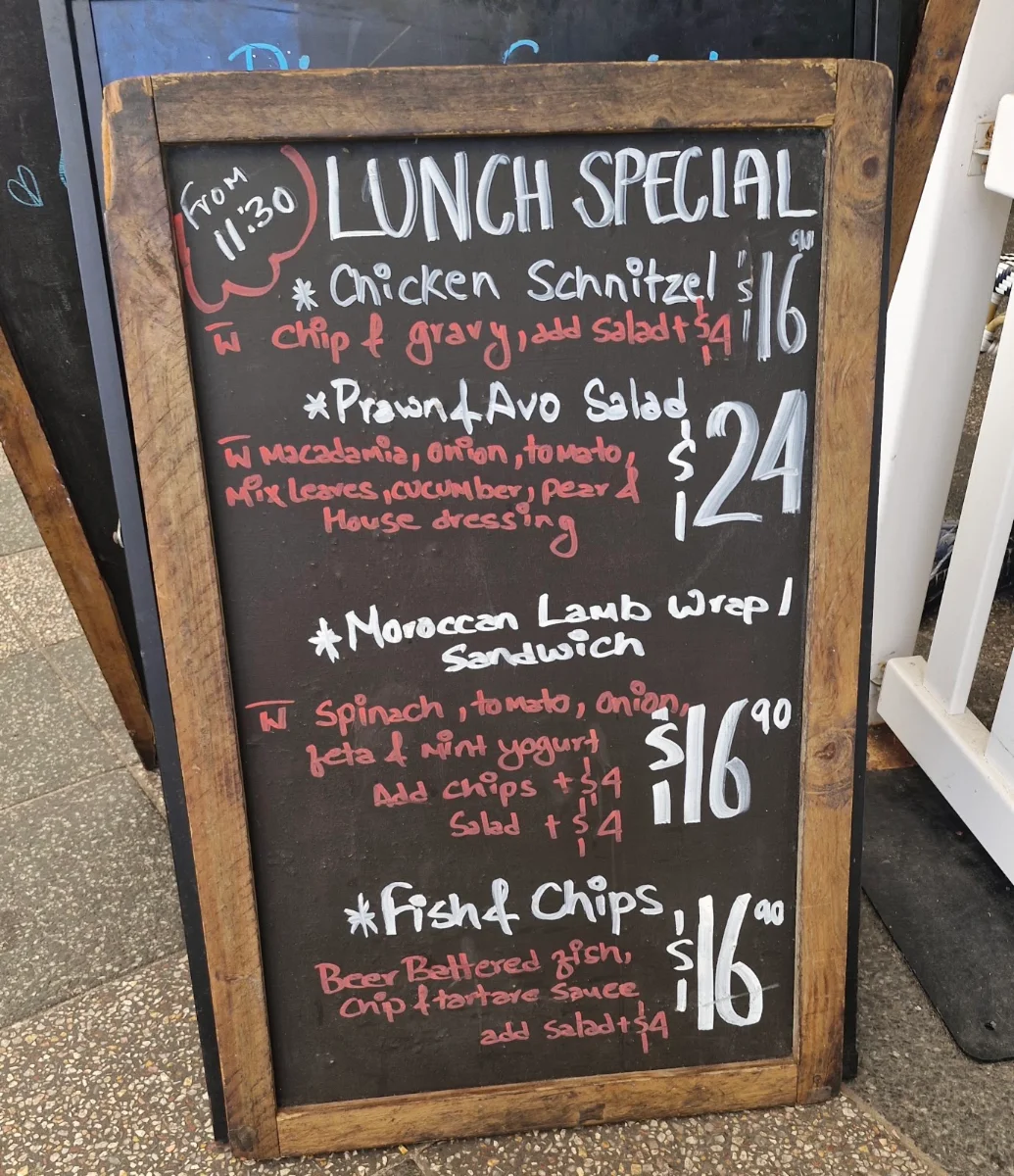 Menu, Craft espresso & bar