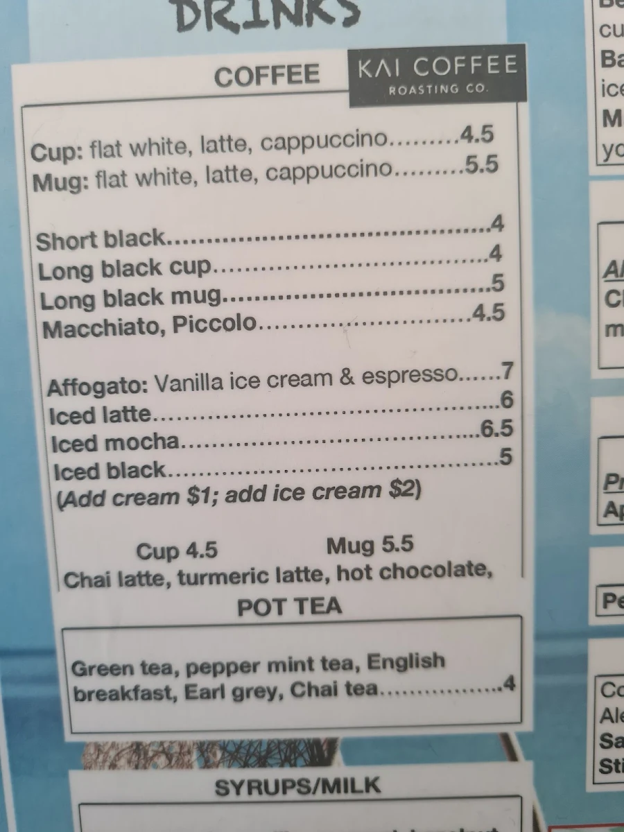 Menu, Craft espresso & bar