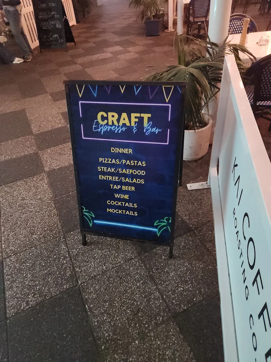 Menu, Craft espresso & bar