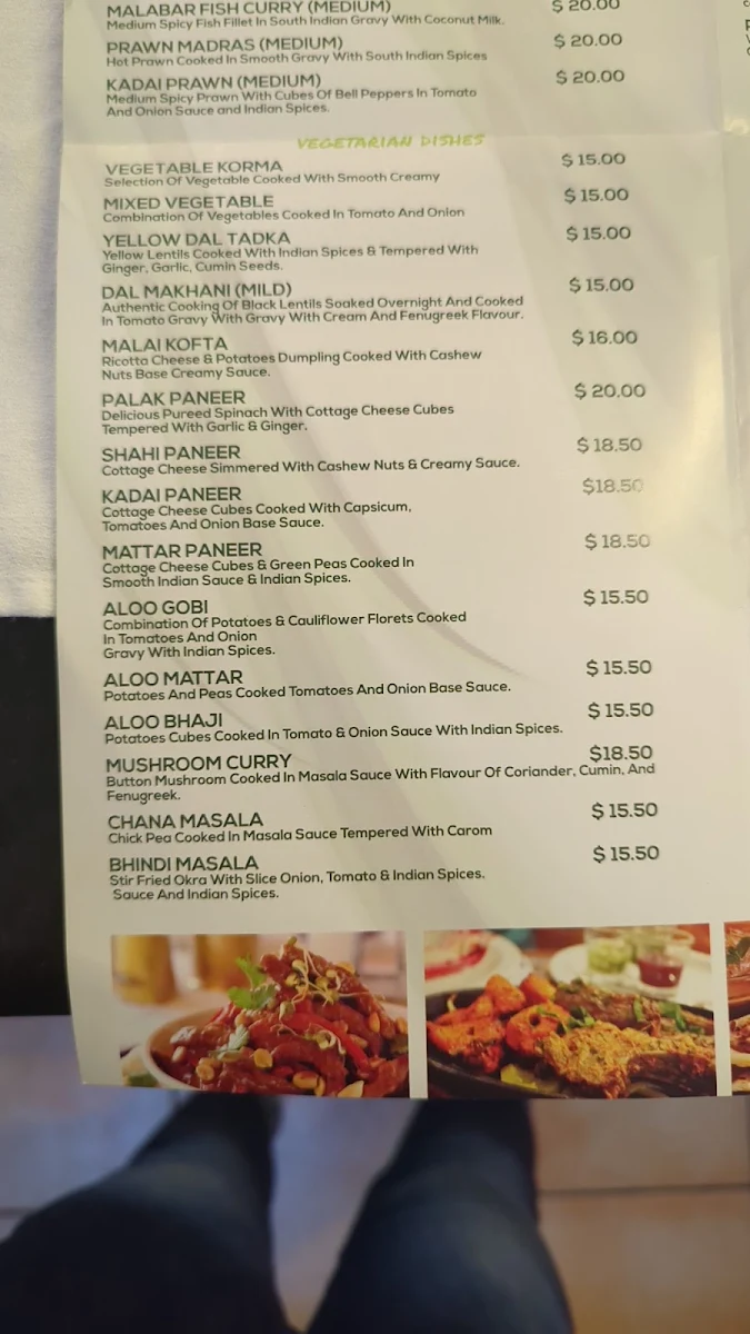 Menu, Zaika Indian Restaurant