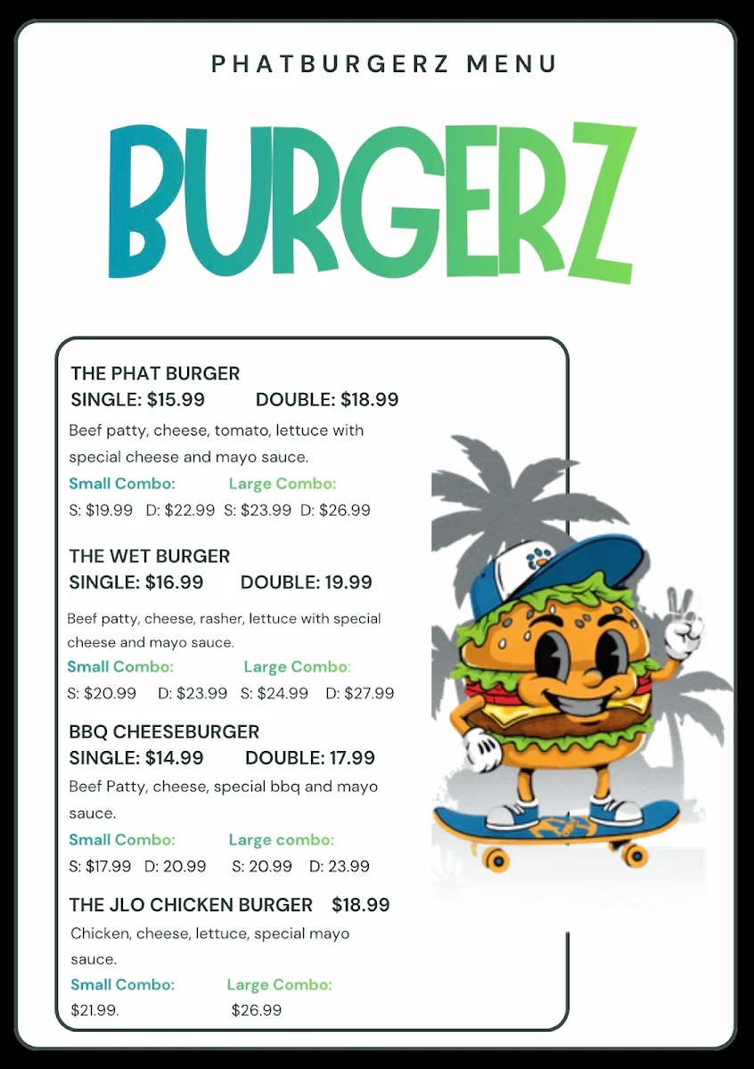 Menu, Phatburgerz