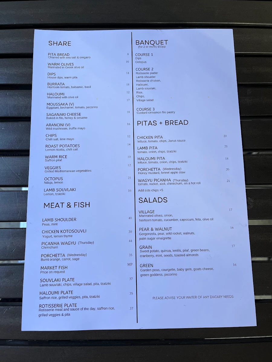 Menu, Janus Bar