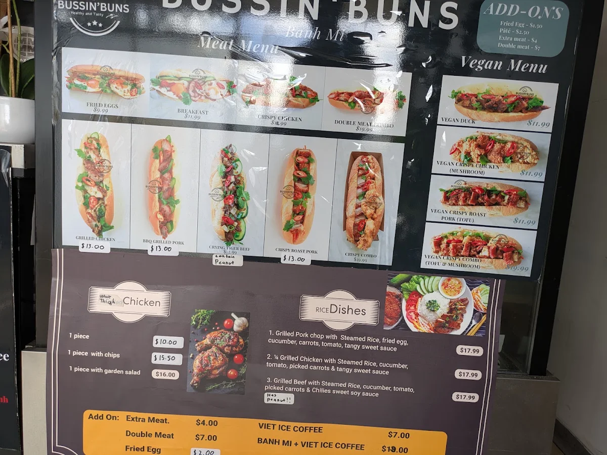 Menu, BUSSIN’BUNS
