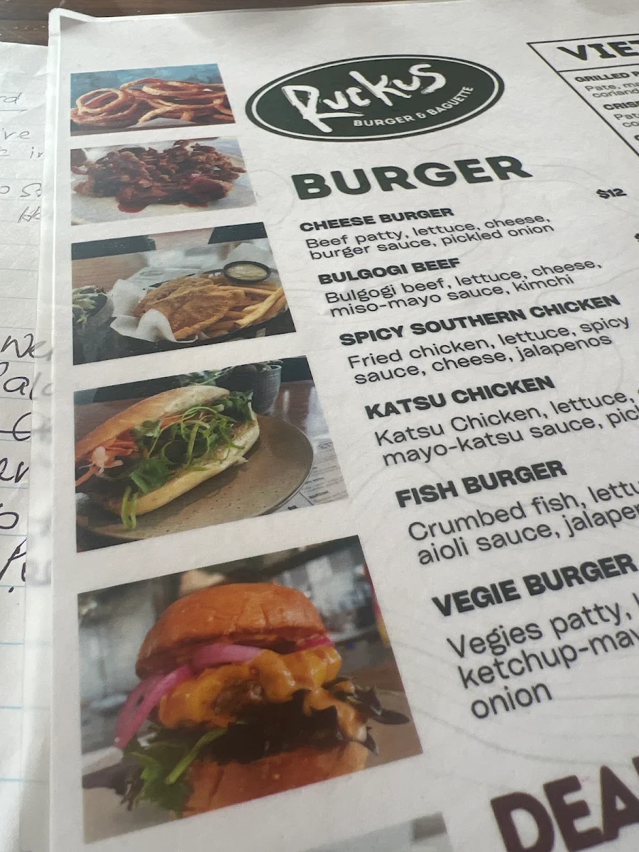 Menu, Ruckus Fried Chicken