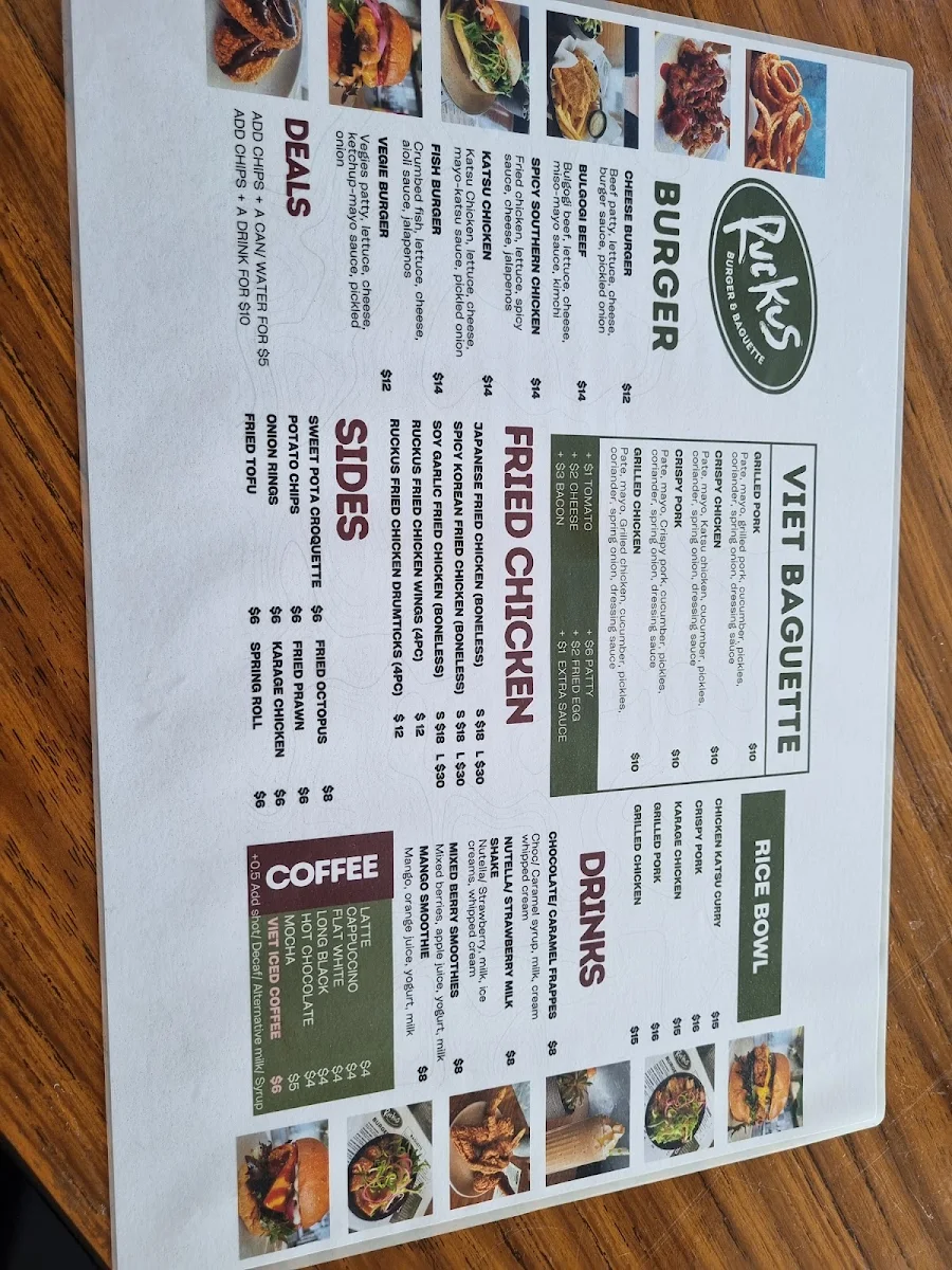 Menu, Ruckus Fried Chicken