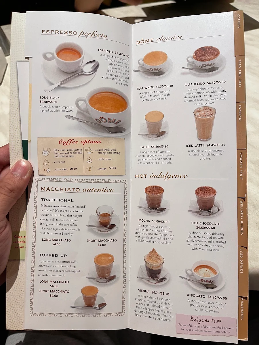 Menu, Dôme Café - Cloverdale