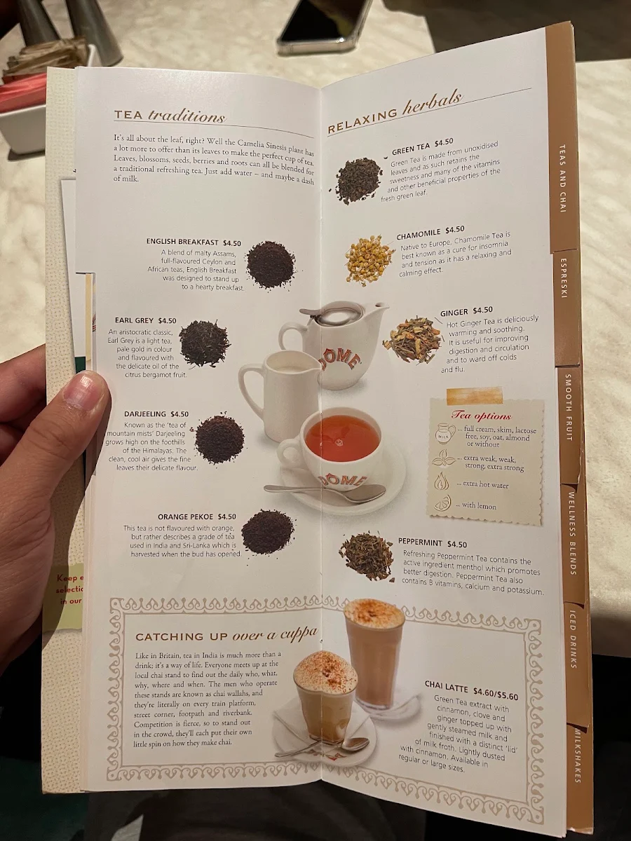 Menu, Dôme Café - Cloverdale