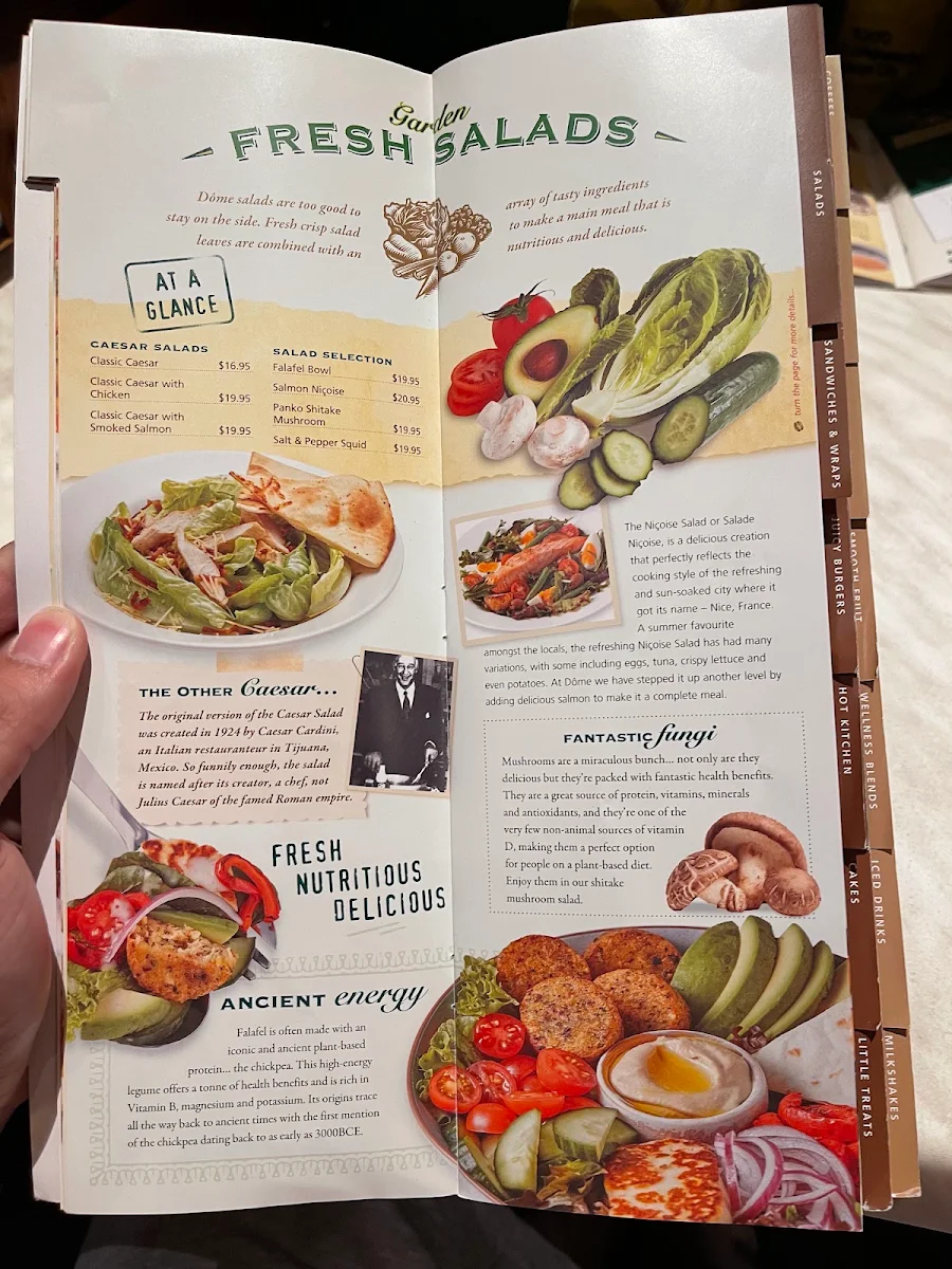 Menu, Dôme Café - Cloverdale