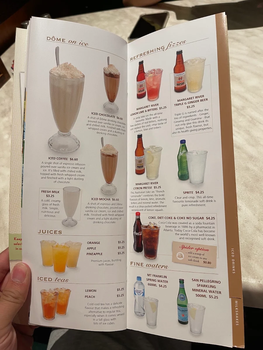 Menu, Dôme Café - Cloverdale