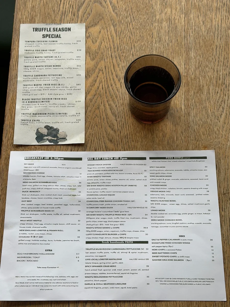 Menu, Zero Mode