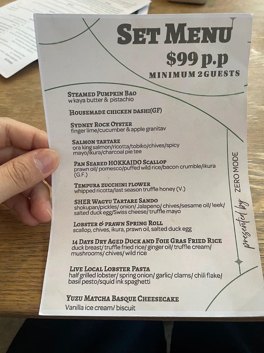 Menu, Zero Mode