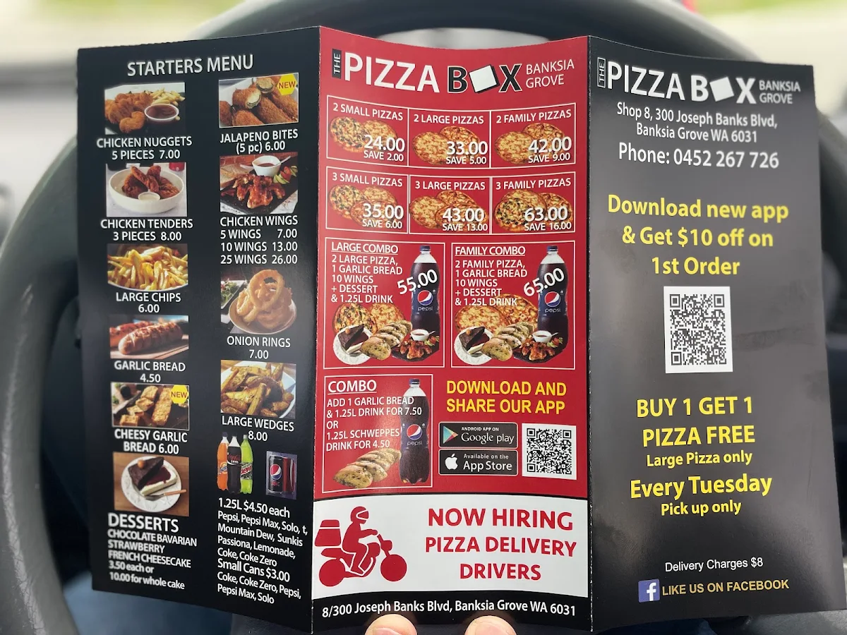 Menu, The Pizza Box Banksia Grove