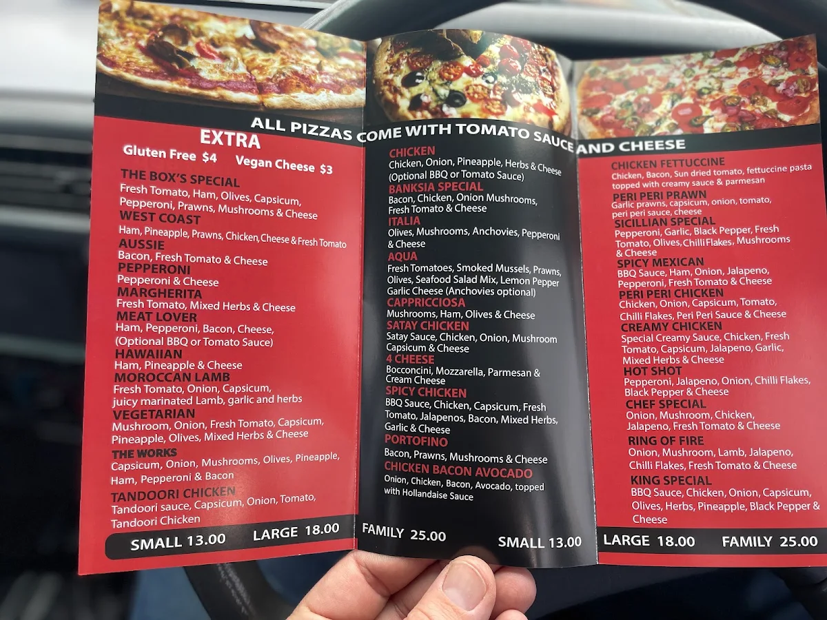 Menu, The Pizza Box Banksia Grove