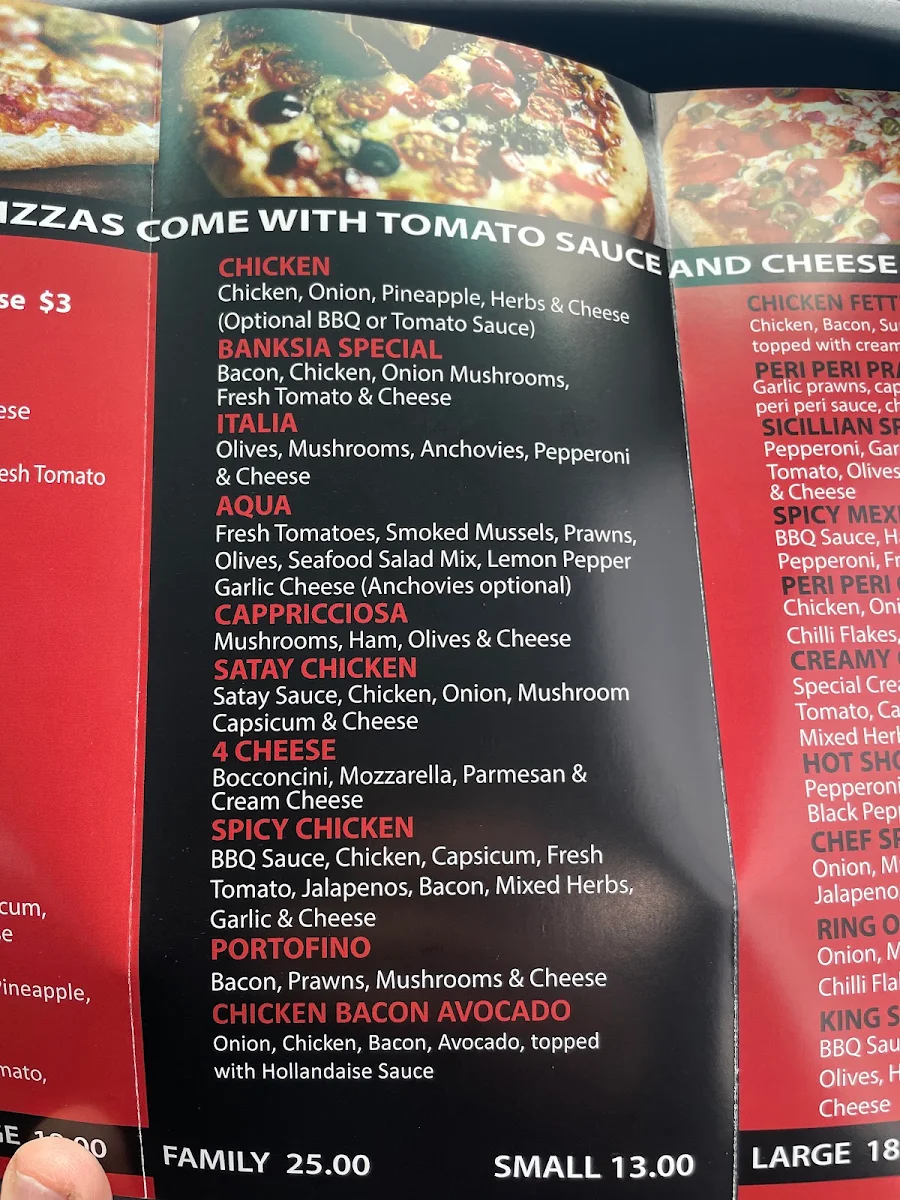 Menu, The Pizza Box Banksia Grove