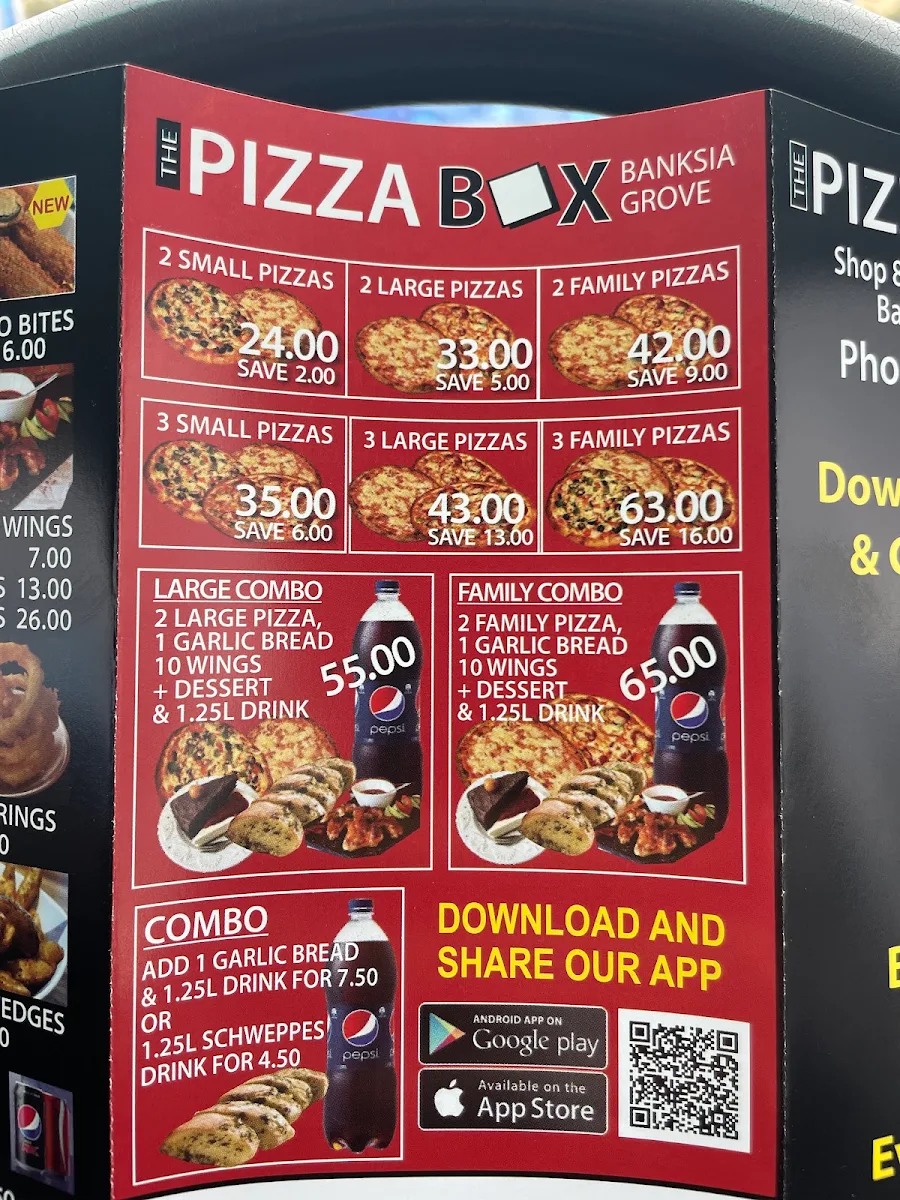 Menu, The Pizza Box Banksia Grove