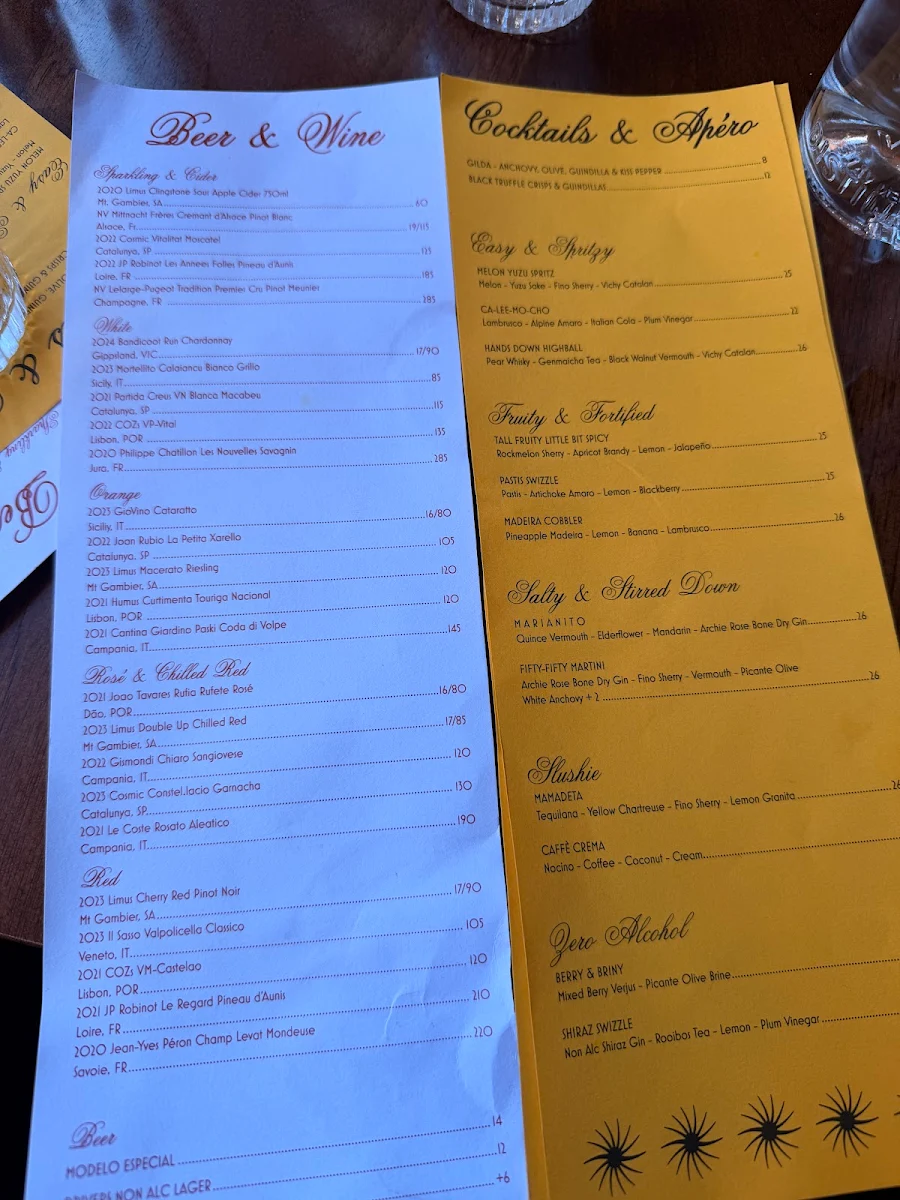Menu, Hands Down
