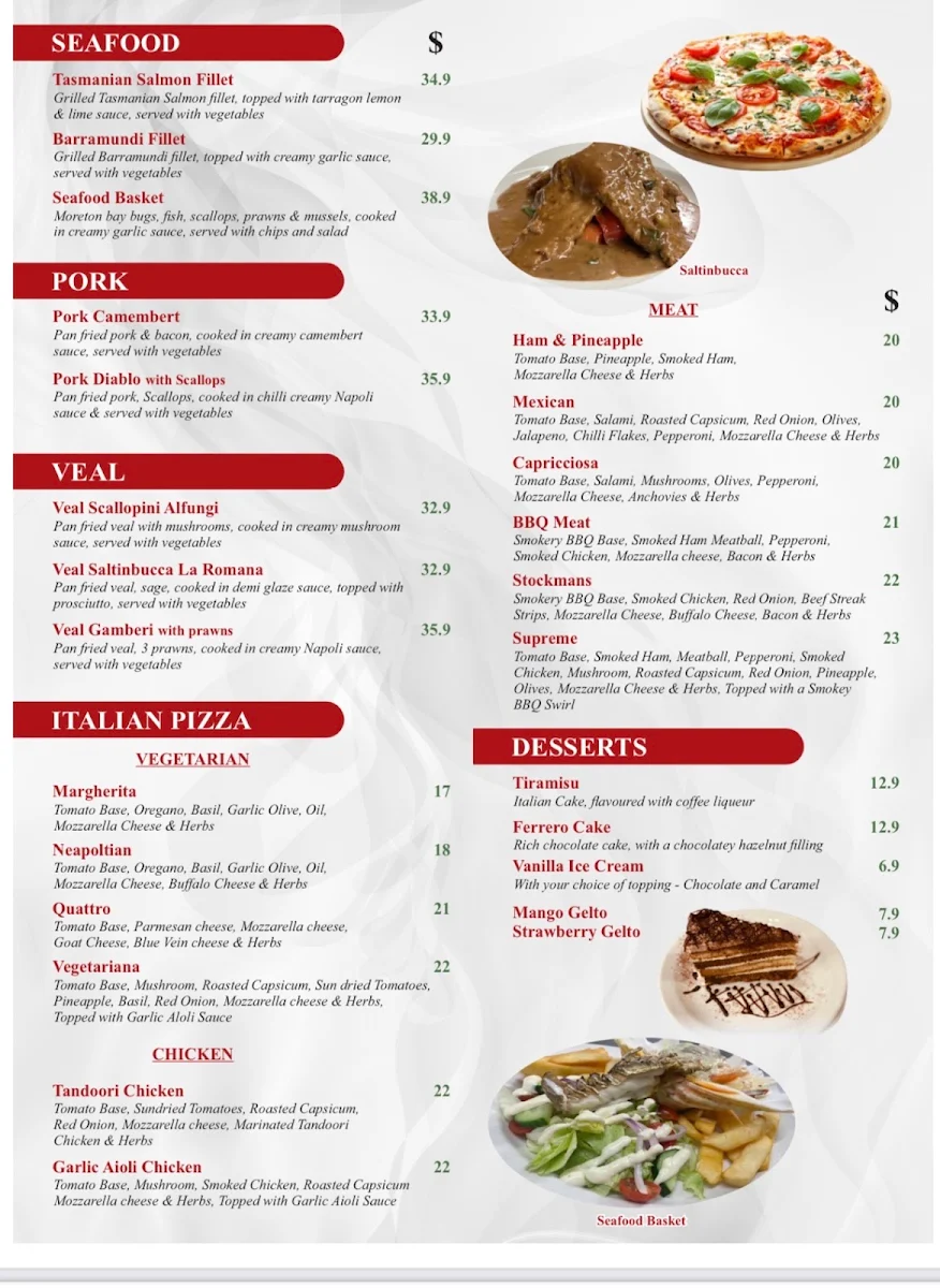 Menu, Pappar Delles Restaurant