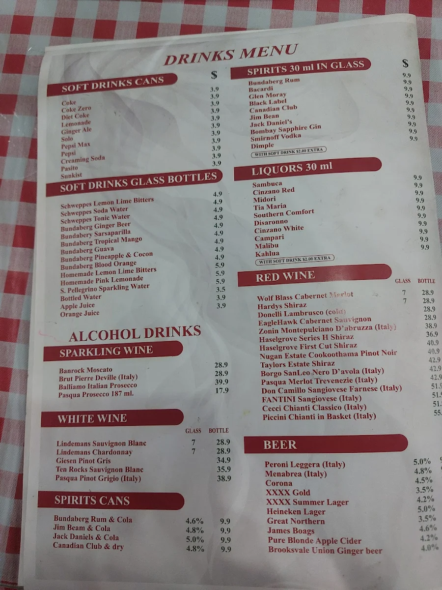 Menu, Pappar Delles Restaurant