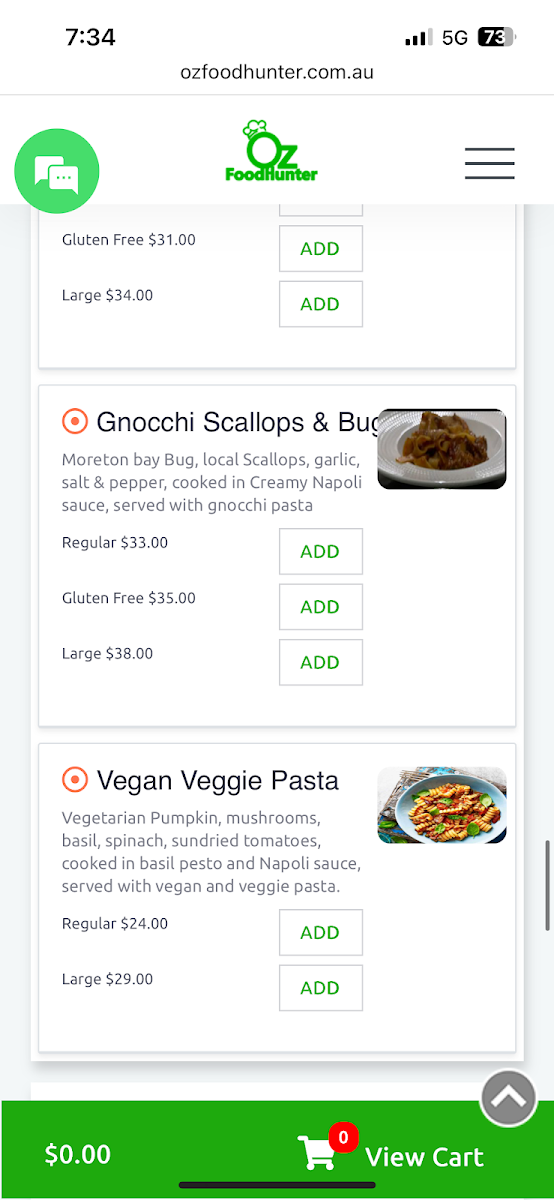 Menu, Pappar Delles Restaurant