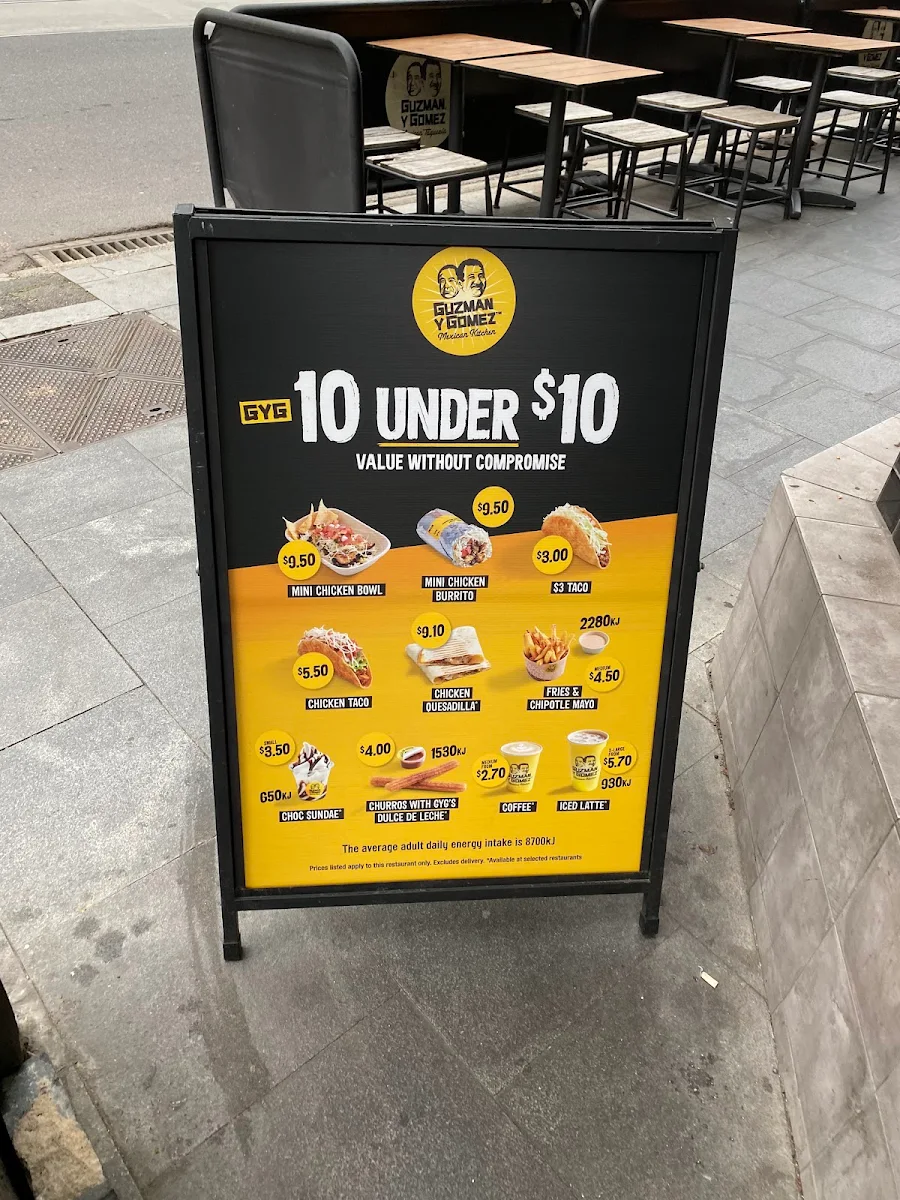 Menu, Guzman y Gomez - South Yarra - Toorak Rd