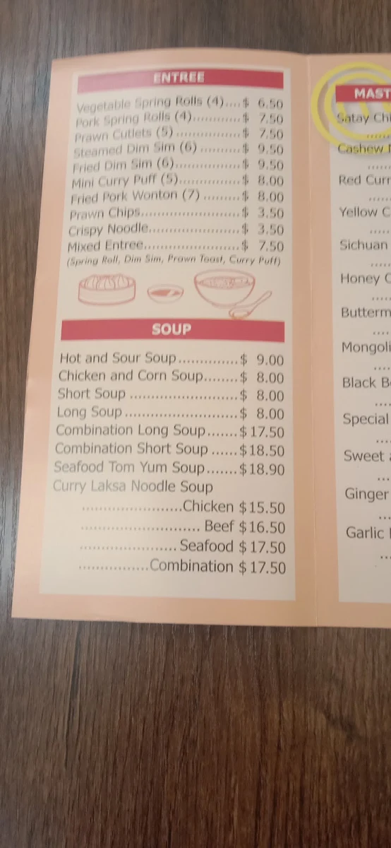 Menu, Master Noodle