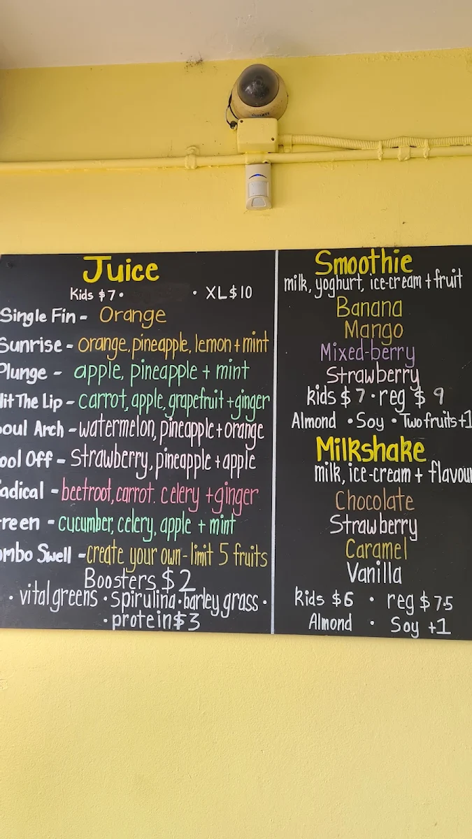 Menu, Barefoot on the Beach Cafe