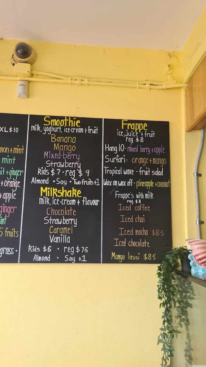 Menu, Barefoot on the Beach Cafe