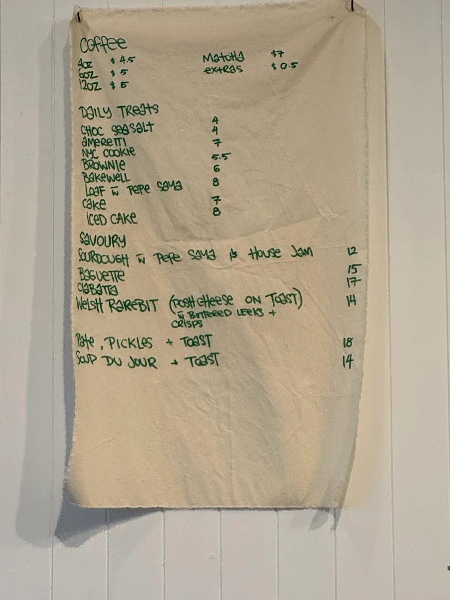 Menu, Manning Street Local